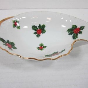 CLEARANCE..Vintage Lefton Christmas Holly Ivy Dish